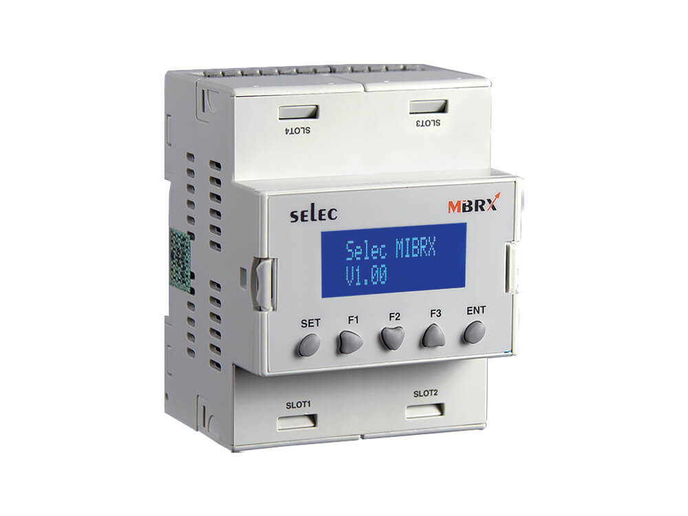 Mibrx 4 IO Yuvalı Ray Montajlı Modüler PLC, Birden fazla takılabilir LED/LCD Ekran seçeneğine sahip 4M Boyutlu, Ray montajlı modüler PLC